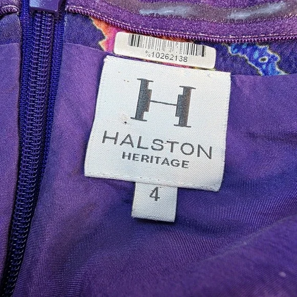 Halston Heritage Woman's Silk Dress Size 4 Twist‎ Front Halter Midi Floral Blue - Picture 11 of 13